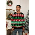 thumbnail image 4 of QDG Mens Ugly Christmas Sweater Reindeer Snowflakes Funny Fairisle Pullover Knit Crewneck, 4 of 8