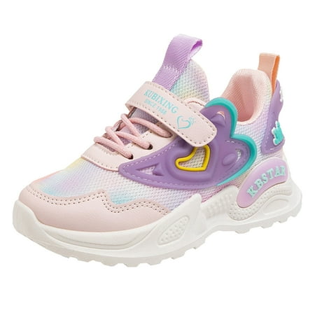 Baby Shoes Girl Formal Sports Shoes New Pattern Cute Love Mesh Breathable Comfortable Four Seasons Casual Hook Loop Shoes Toddler Girl Sneakers Size 32