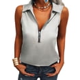 thumbnail image 2 of Camiseta sin mangas con cremallera de verano,Camiseta sin mangas de verano para mujer Camisas sin mangas con cremallera Camisas sin mangas de verano Operación suave, 2 of 4
