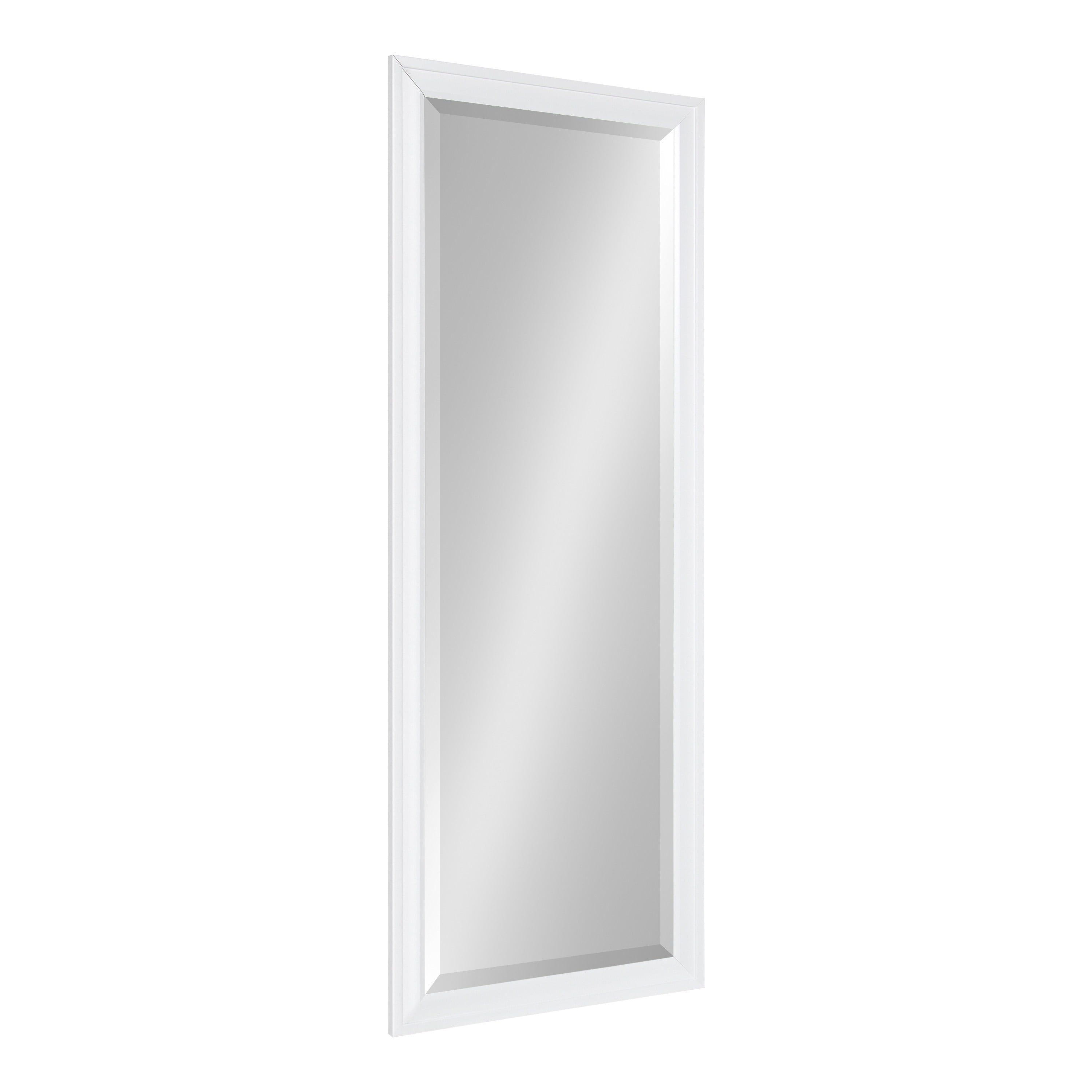 DesignOvation Bosc Modern Framed Rectangular Wall Mirror, 19.5 x 51.5,  White, Decorative Tall Mirror with Rectangular Shape and Vibrant Beveled  Edge for Wall Decor