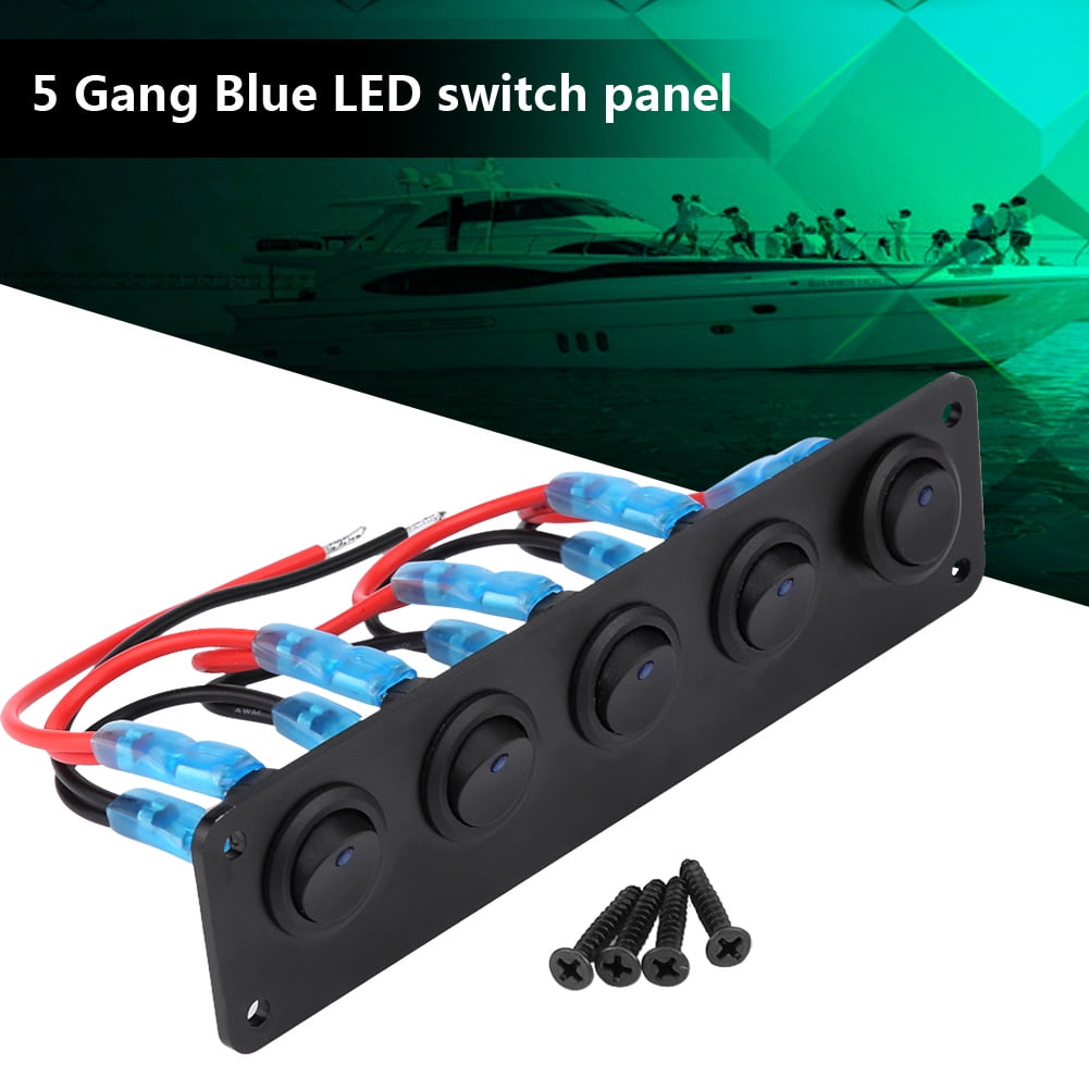 5 Gang Rocker Switch Panel, LED Single Light Switches, Easy To Install