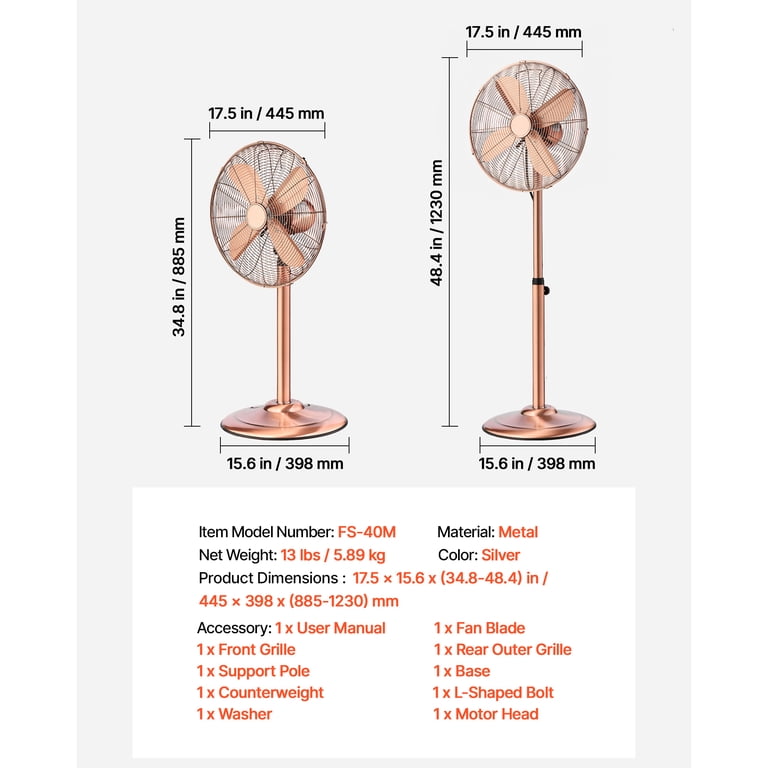 KFFKFF 16" Industrial Pedestal Fan, 3-Speed, Metal, Adjustable photo 7