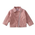 thumbnail image 2 of Godderr Newborn Baby Leather Jacket for Girls Autumn Motorcycle Faux Leather Coat Toddler Bomber PU Soft Leather Jackets for 9M-6T, 2 of 9