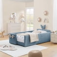 thumbnail image 6 of Deiokin Twin Size Bunny Ear Platform Bed Frame, Upholstered Boucle Fabric Bed Frame with Safety Rail & Storage Pocket, 6 of 10