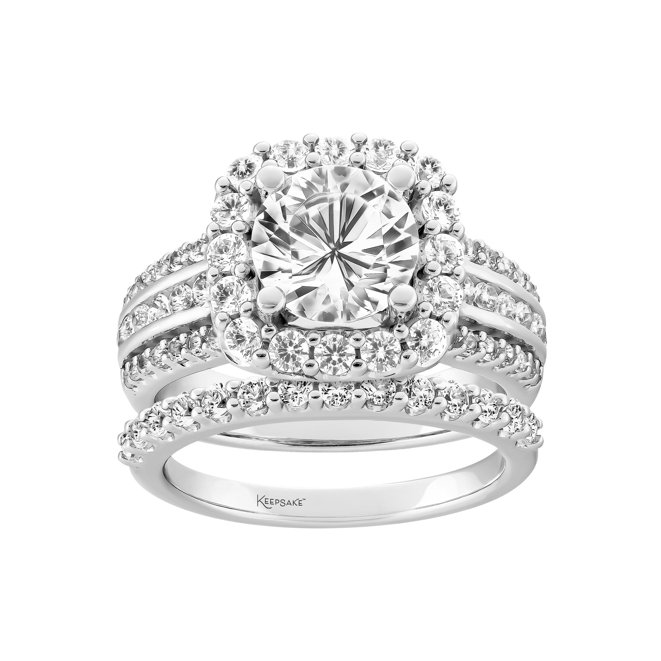 Keepsake Sterling Silver Created White Sapphire Women's Bridal Set