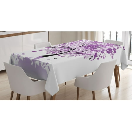 

Nature Tablecloth Spring Tree of Life Sacred Woods with Blooming Flower and Butterfly Flying Romance Rectangular Table Cover for Dining Room Kitchen 52 X 70 Inches Lilac Purple by Ambesonne