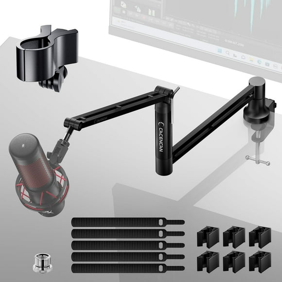 Boom Arm, 360° Rotatable Microphone Stand with Desk Mount, Foldable Desk Mic Arm with 3/8'' to 5/8'' Screw Adapter, Microphone A