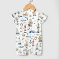 thumbnail image 3 of Sailing Adventures Nautical Ocean Infant Romper One Piece for Baby Girl Boat Anchor Lighthouse Sea Life Onesie Short Sleeve Summer Clothes, 3 of 6