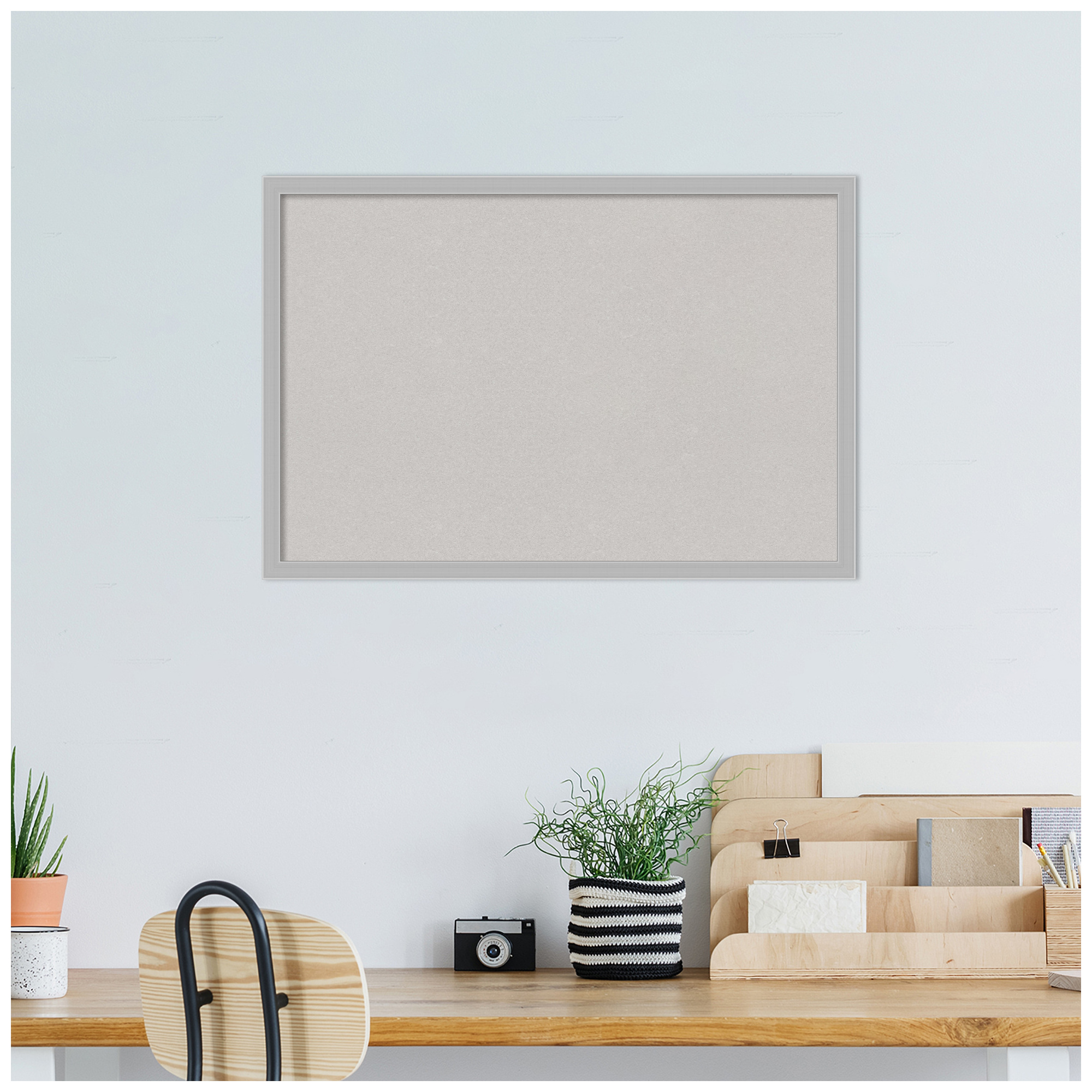 Amanti Art Grey Cork Board Framed Hera Chrome Bulletin Board 25 in. x 17 in.