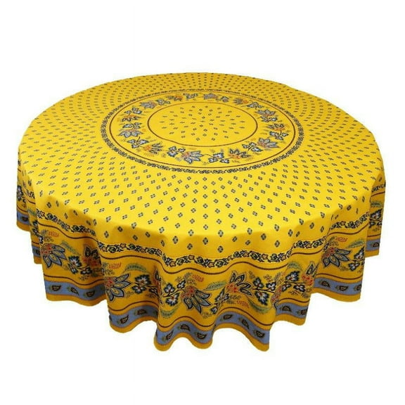 Le Cluny Lisa Yellow Coated Tablecloth 70" Round