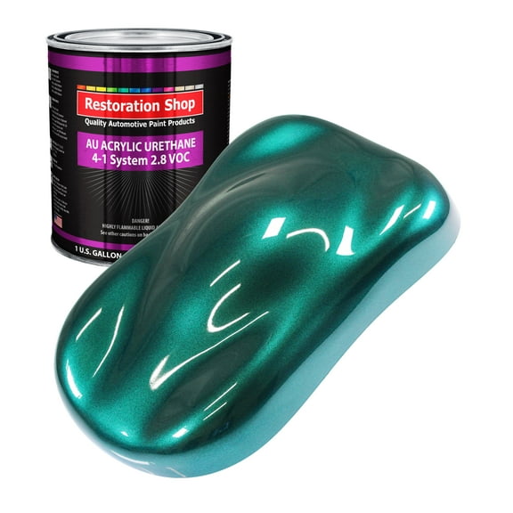 Restoration Shop Dark Teal Metallic Acrylic Urethane Auto Paint - Gallon Paint Color Only, Single Stage High Gloss