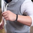 thumbnail image 4 of de Cuero con Cierre Magnético Muñeca Moda Punk Cuerda Elegante Envoltura de Joyería de Doble , Hombres Unisex ún Negro Sunnimix brazalete cruzado, 4 of 8