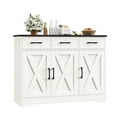 thumbnail image 1 of Homfa Buffet de Cuisine Style Ferme de 42,5 Po L, Armoire de Rangement à 3 Tiroirs avec Tablette Ajustable, Noir Blanc, 1 of 6