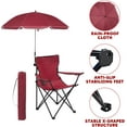 thumbnail image 3 of 2 Pack Beach Umbrella Chairs Folding Camping Portable Beach Chairs with Canopy Shade Adults with Cup Holder and Carrying Bag for Camping Hiking Travel Picnic Outdoor Events(Wine Red), 3 of 14
