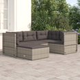 thumbnail image 1 of vidaXL 5 Piece Garden Lounge Set with Cushions Grey Poly Rattan, 1 of 5