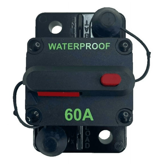 Pactrade Marine Boat Auto Battery Trailer RV Trolling Motor Bus High-Amp Circuit Breaker 12-42V DC Maximum Black Waterproof Manual Reset Button UL Rated Electrical Switch Mount Cover (60 Amp)