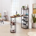 thumbnail image 1 of Dining Table, Bar Table with Bottle Holder And Glass Holder, Multifunctional High Bar Table with Side Storage, Can Hold 8 Bottles Of Wine And 9 Glasses (Rustic Brown,53.3"W X 15.75"D X 36.4"H), 1 of 9
