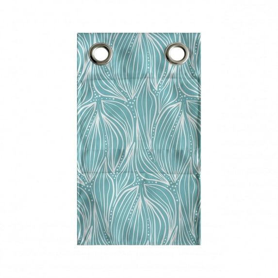 Abstract Hanging Pocket Organizer, Nature Inspired Lines Leaves Pattern Calming Design Floral Art Illustration, Printed Polyester Storage Bag with Pockets, 9" x 27", Turquoise White