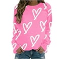 thumbnail image 1 of Diufon Hauts de la Saint-Valentin pour Femmes à Manches Longues Col Rond Chandail Décontracté Tendance Mignon Imprimé Graphique Blouse, 1 of 7
