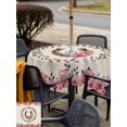 thumbnail image 5 of Outdoor Tablecloths with Umbrella Hole & Zipper, Pink Roses 54x54 Inch Square Tablecloths, Spring Horseshoes Floral Leaves Rustic Waterproof Table Cloth, Patio/Pool/Picnic Table Covers, 5 of 8