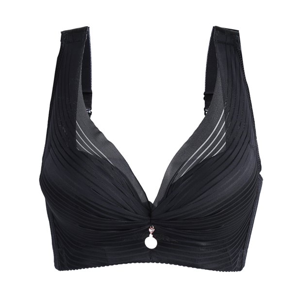 Sujetador de camuflaje sin cables con relleno de cobertura completa de talla grande con pliegues en la parte delantera para mujer Negro 48/110 Fit 44C