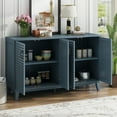 thumbnail image 2 of Fluted Sideboard Buffet Cabinet, 60" Storage Cabinet with 4 Door and Adjustable Shelves, Console Table Entryway Cabinet for Living Room, Dinning Room, Kitchen (Navy), 2 of 9