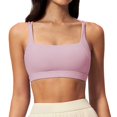 thumbnail image 3 of VISALY Racerback Athletic Sports Bra High Support Stretch Fit Top Gym Running Training Sports Bra Square Neck Bralette Supportive Unlined No Underwire Wireless Padded Yoga Workout Bra Tops Pink S, 3 of 9