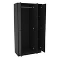 thumbnail image 5 of Polifurniture Denmark 71 in. 3 Door Modern Bedroom Armoire with Shelves & Hanging Rod, Black Wood, 5 of 7
