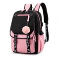 thumbnail image 2 of Jumpingount para portátil con patrón impreso, escolar con correas de cojín de aire, antirrobo, diseño de Lichee, bolsa de adorno colgante Mochilas negro rosa Jumpingount AP012989-06, 2 of 6