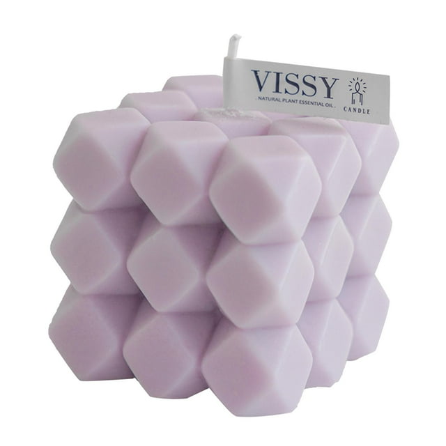 Vela pequeña con aroma a cubo de burbujas, velas perfumadas con aceite esencial para decoración de dormitorio infantil Púrpura