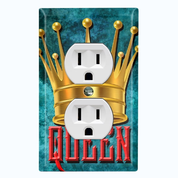 Metal Light Switch Wall Plate Outlet Cover (Queen Crown Blue - Single Duplex)