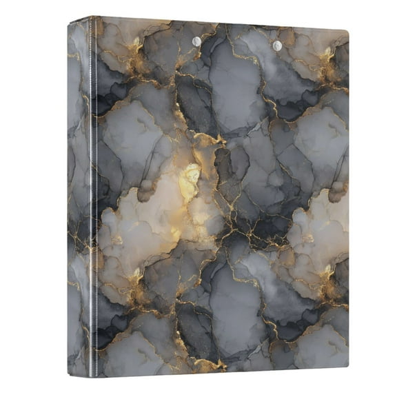 Three Ring Binder Marble Black Gold 1.5 Inch Round Binder D-Rings for Office Supplies and More
