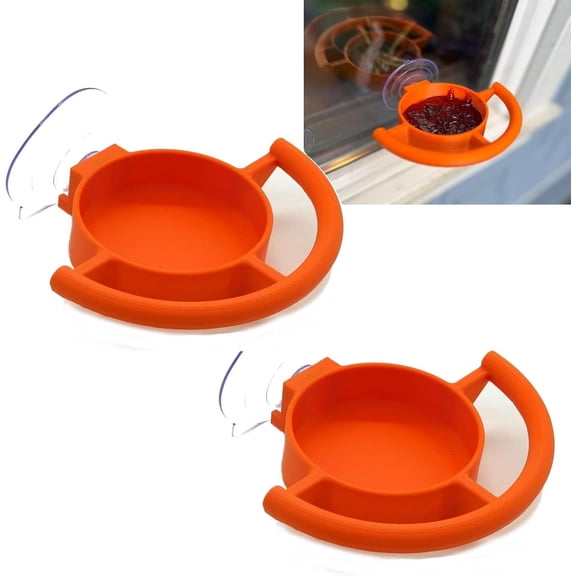 Window Bird Feeder, 3D Printed Suction Cup Tray For Seeds Or Jelly, Weatherproof & Easy Clean For Backyard, Garden Wildlife Viewing(RL 2 PCS)
