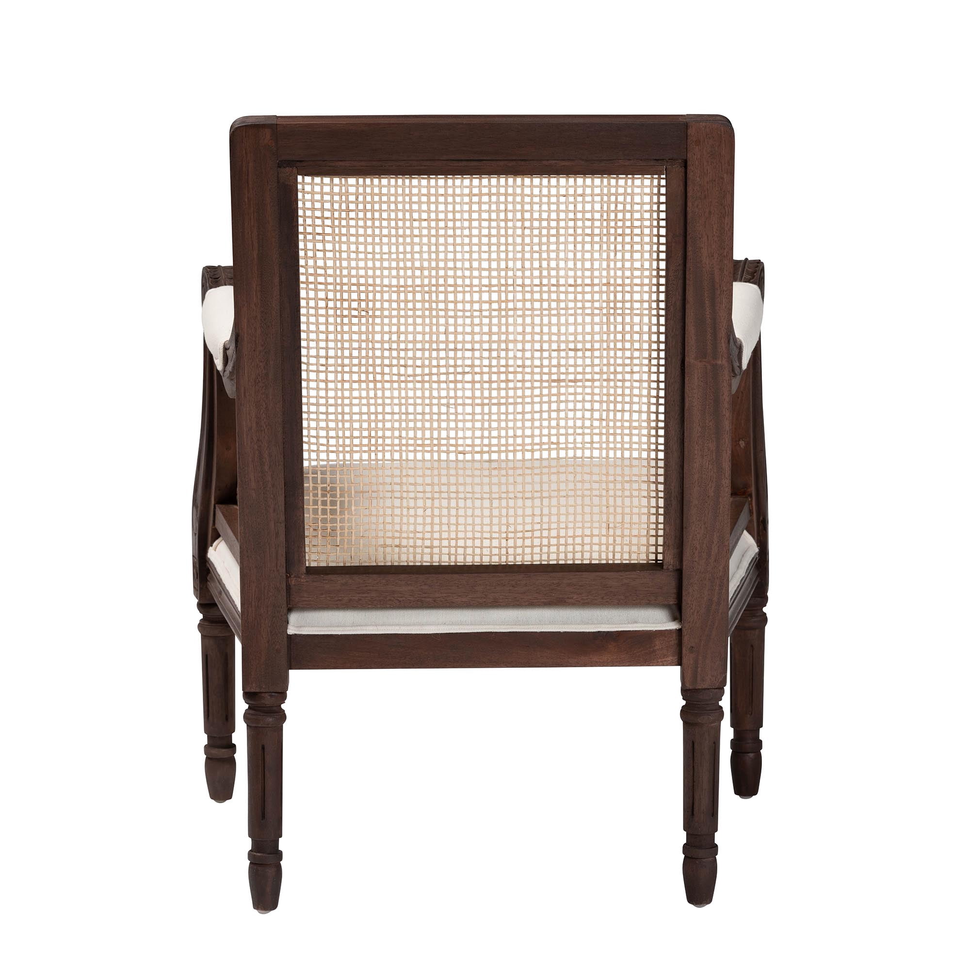 bali & pari Desmond Rattan and Bayur Wood French Provincial Accent Chair, Dark Brown