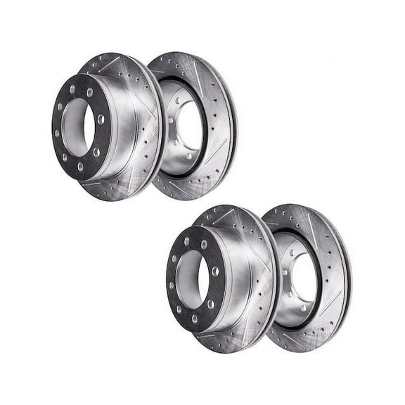 Front and Rear Brake Rotor Set - Compatible with 2002 - 2004 Chevy Silverado 2500 2003