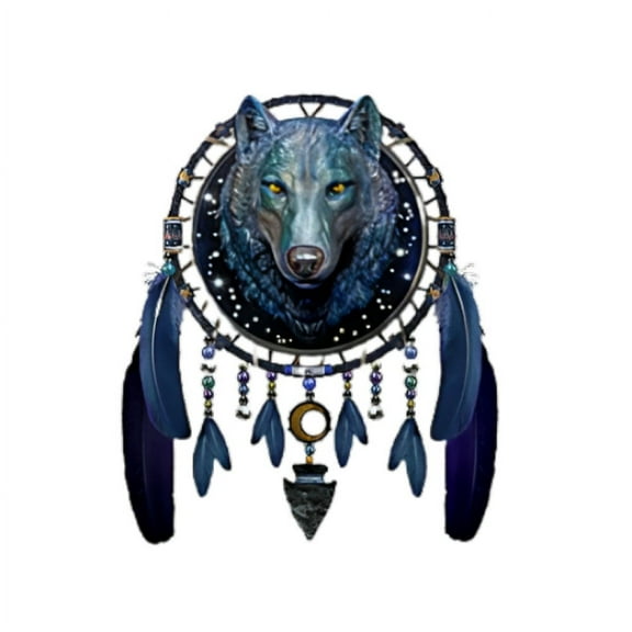 The Bradford Exchange Luminous Spirits Starlight Dreamcatcher Collection Issue #1 Celestial Guardian Color-Changing Dreamcatchers With Sculptural 3D Wolf Head 10.25-Inches