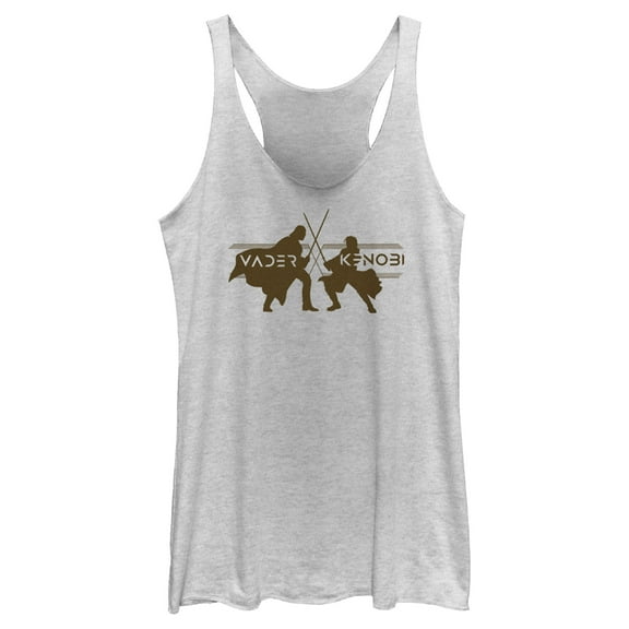 Women's Star Wars: Obi-Wan Kenobi Darth Vader Vs. Obi-Wan Kenobi Racerback Tank Top White Heather X Small