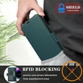 thumbnail image 7 of Compatible with iPhone 13 Pro Wallet Case with Credit Card Holder & Cash Slot, RFID Blocking Durable PU Leather Flip Magnetic Protective Stand Cover Wrist Strap Women Men,Green, 7 of 7