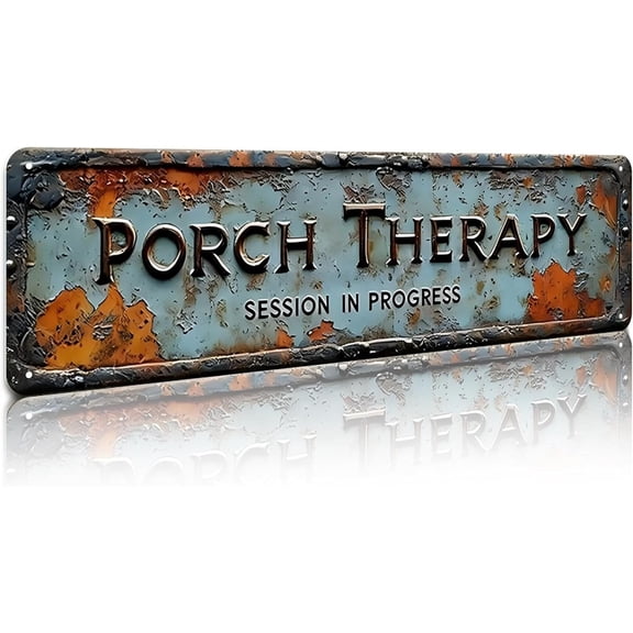Porch Therapy Session In Progress Vintage Aluminum Metal Sign 4x16 Inch, Rustic Wall Decor for Porch, Patio, Farmhouse & Home, Funny Outdoor Plaque