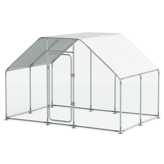 Large Metal Chicken Coop for 16 Chickens Walk-in Poultry Cage Hen Run House Rabbits Habitat Cage Spire Shaped Coop with Anti-Ultraviolet and Waterproof Cover for Outdoor Backyard Farm Use