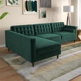 thumbnail image 4 of Marcus Living Room Pillow Back Green Velvet L-Shaped Sectional Couch, 4 of 5