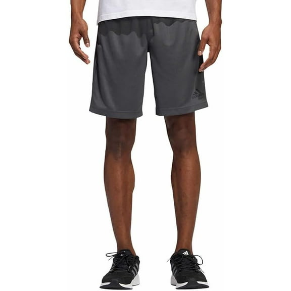 adidas Mens 3 Stripe Shorts with Zipper Pockets (Grey Six/Black, 3XL)