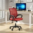 thumbnail image 2 of Wubio Office Chairs, Ergonomic Mid-Back Mesh Desk Chairs with Lumbar Support, Adjustable Swivel Rolling Design, Comfy Armrest for Work, Study, Gaming, Vanity, Red, 2 Pack, 2 of 10