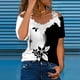 thumbnail image 2 of Blusa informal de manga corta con cuello en V y encaje con hombros descubiertos para mujer OAVQHLG3B Store  lin121212, 2 of 5