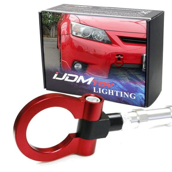 JDM Red Track Racing Style Tow Hook Ring For Scion 2011-2013 tC, 2004-2015 xB, Made of Lightweight Aluminum