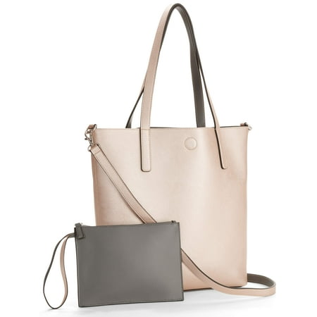 Time and Tru Leigh North South Reversible Tote with Pouch