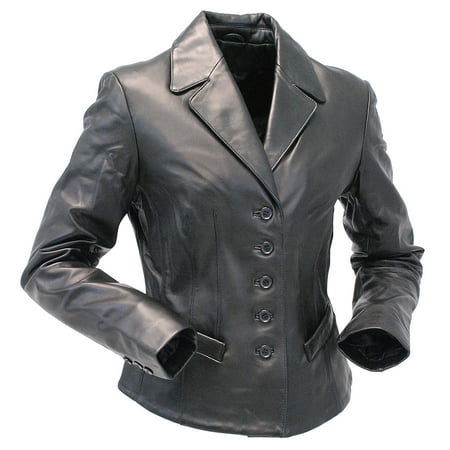 Fully Lined Leather Blazer - 5 Button New Zealand Lambskin Tailored Leather Blazer #L6040BTK