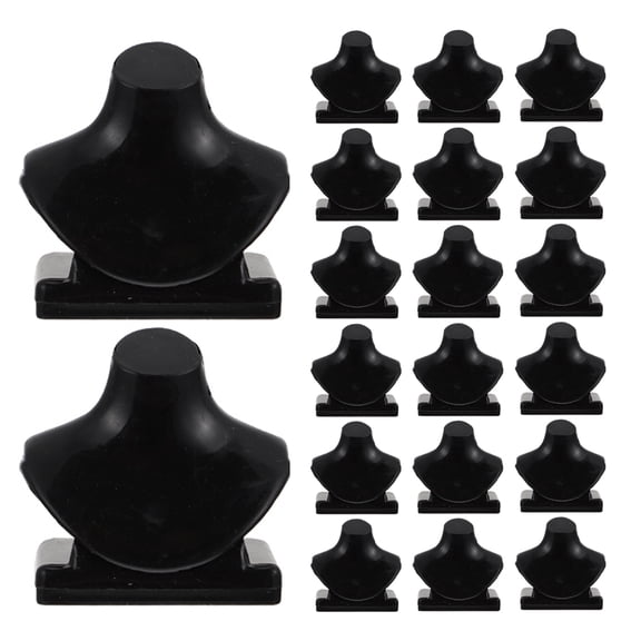 KALLORY 40pcs Mini Jewelry Bust: Black Miniature Jewelry Mannequin For Dollhouse - Necklace Display Stand Storage Rack For Dolls Role-Playing Creative Play