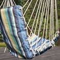 thumbnail image 6 of JUNELILY Colored Striped Hammock Leisure Chair with Swing Bar for Indoor Outdoor Furniture Backyard (Blue Stripes), 6 of 9
