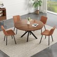 thumbnail image 2 of GlasFlength Dining Furniture Sets 47 Inch Round Table Mid Century Modern Farmhouse Design for Kitchen Dining Room, Walnut, 2 of 6